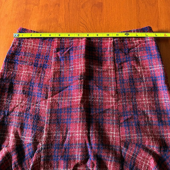 Anthropologie | Maeve red/navy plaid wool flared skirt 6 - Picture 12 of 13
